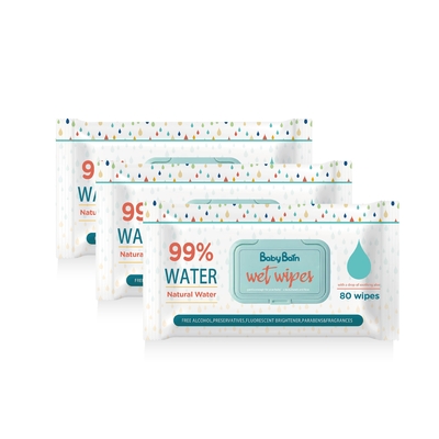 Jednorazowe delikatne chusteczki nawilżane Eco Baby Water Czyszczenie torebek 80 sztuk OEM chusteczki GSM