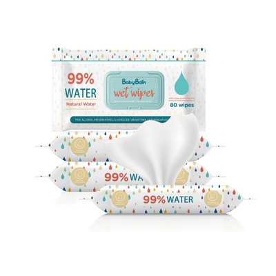 Jednorazowe delikatne chusteczki nawilżane Eco Baby Water Czyszczenie torebek 80 sztuk OEM chusteczki GSM